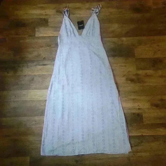 Light Blue Midi Dress with Leg Slit Size L - Picture 1 of 7